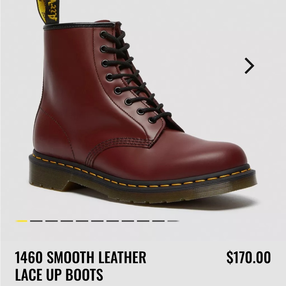 Doc Martens 1460 Smooth Leather Burgundy Boots “Cherry Red” Women’s 7 / Men’s 6